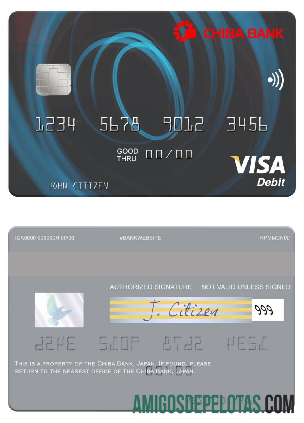Japan Chiba Bank Visa Debit Card sample